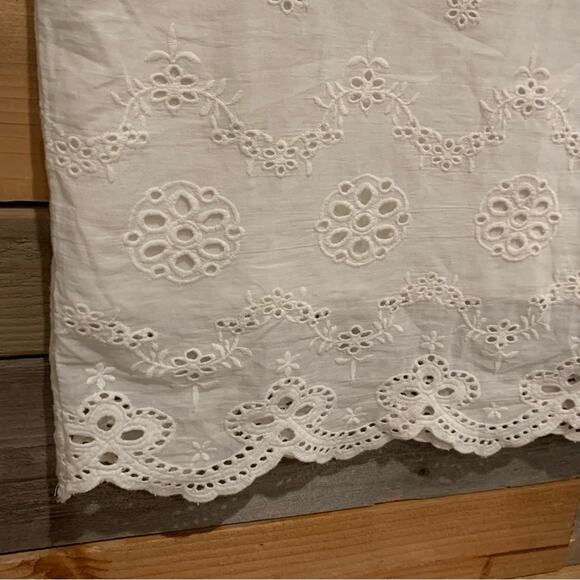 Sundance Imperial Eyelet Short Sleeve Shift Dress White Sz M Embroidered Bridal - Picture 4 of 9